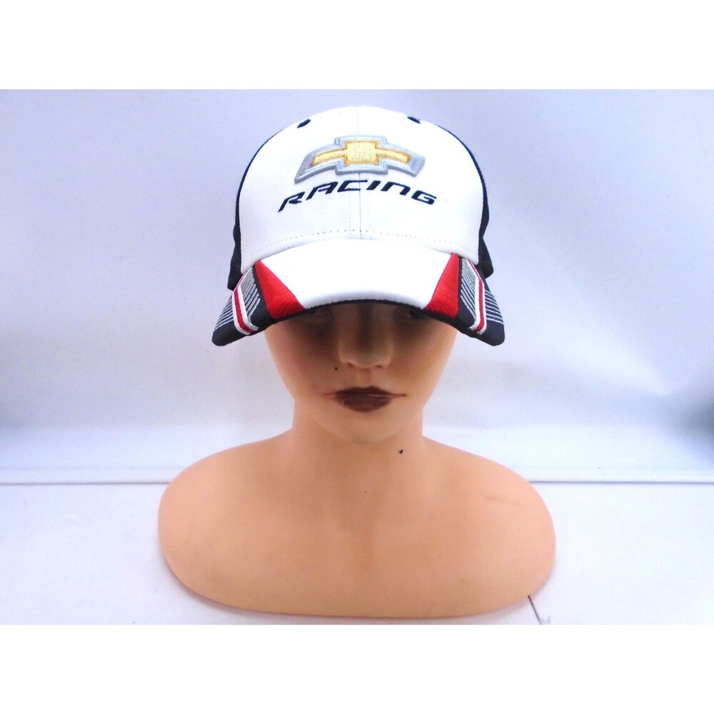 Chevrolet Racing Hat Cruisin Sports Chevy Bowtie Logo Cap White Black Hook Loop